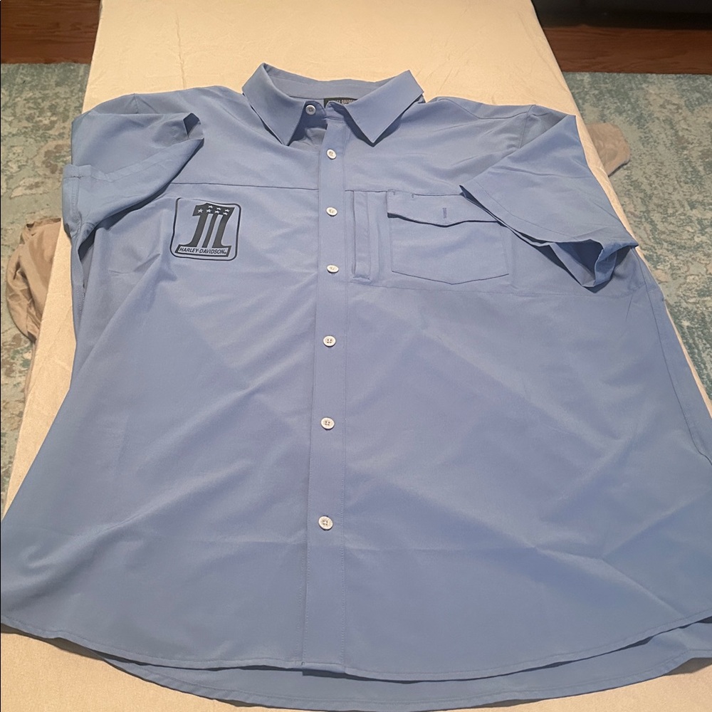 Harley-Davidson Sky Blue Shirt with Logo - Picture 2 of 3